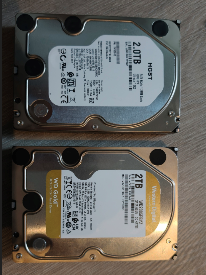 2TB SATA HDD - WD + HGST ultrastar