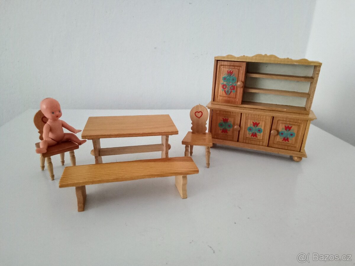 Retro hračky -selská jídelna+ kuchyňka+ nádobíčko