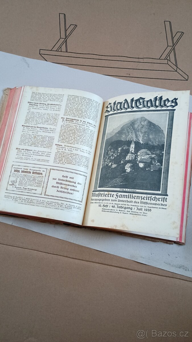 Stadt Gottes stará kniha 1925 + časopisy