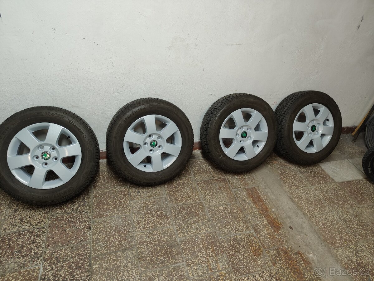 ALU disky originál Škoda 5x112 R15 zimní pneu