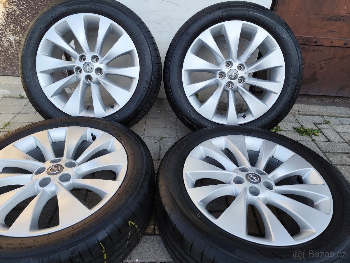 ALU 5x105 r18 OPEL + LETNÍ PNEU - PĚKNÁ SADA