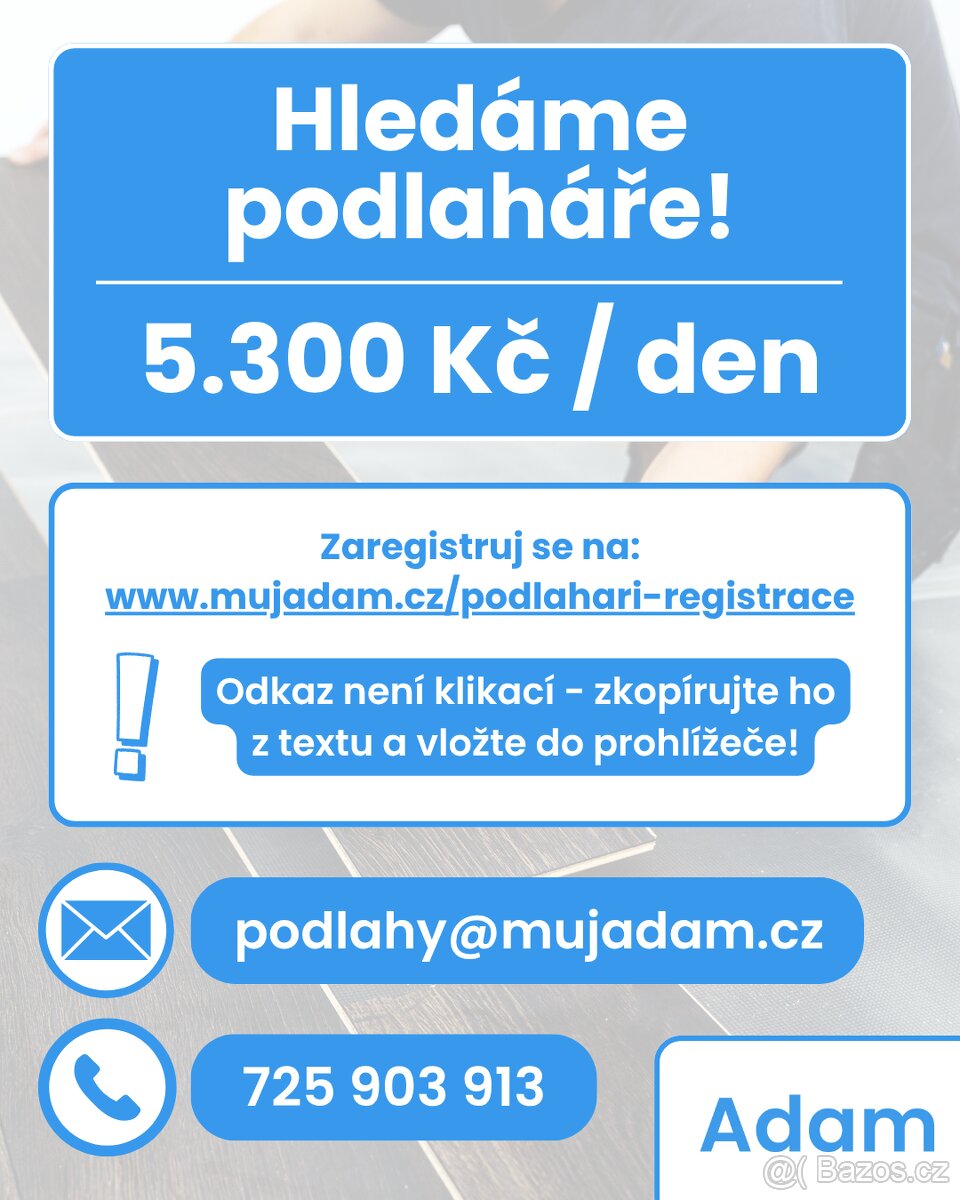 Hledáme podlaháře Ostrava - 5.300 Kč/den | Podlahářské práce