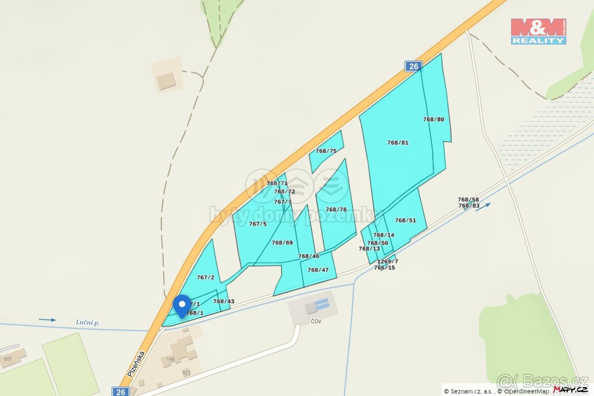 Prodej komerčního pozemku, 51322 m², Líně