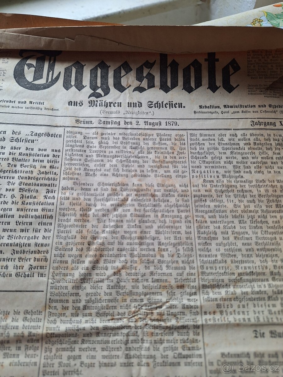 Stare noviny 1879