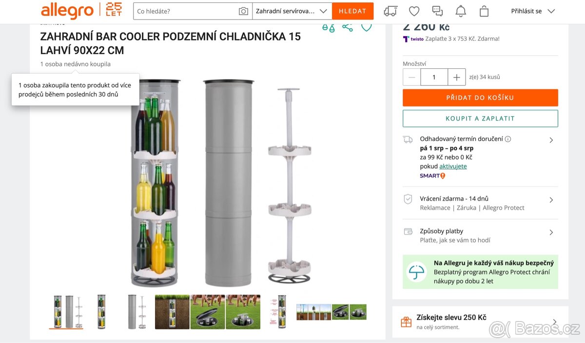 ZAHRADNÍ BAR COOLER PODZEMNÍ CHLADNIČKA 15 LAHVÍ 90X22 CM