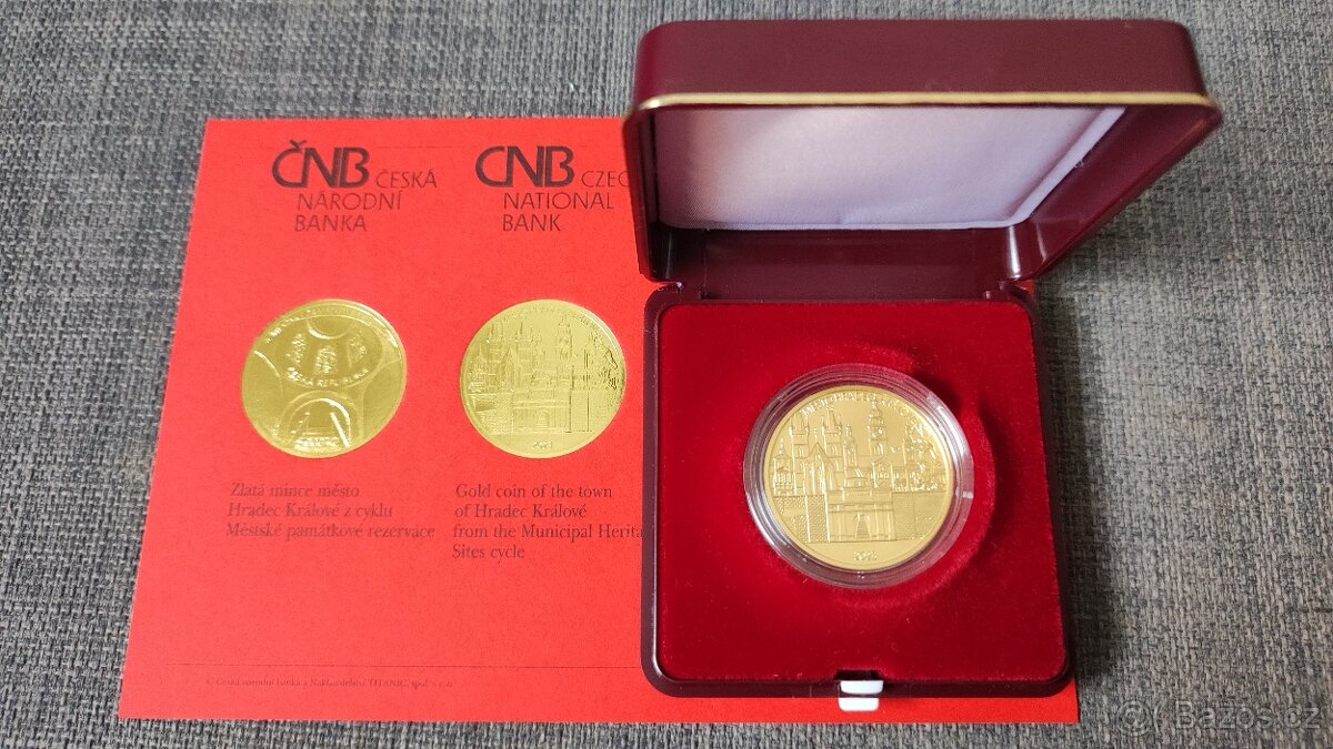 Hradec Králové - PROOF / BK, 5000 Kč zlatá mince, ČR - ČNB