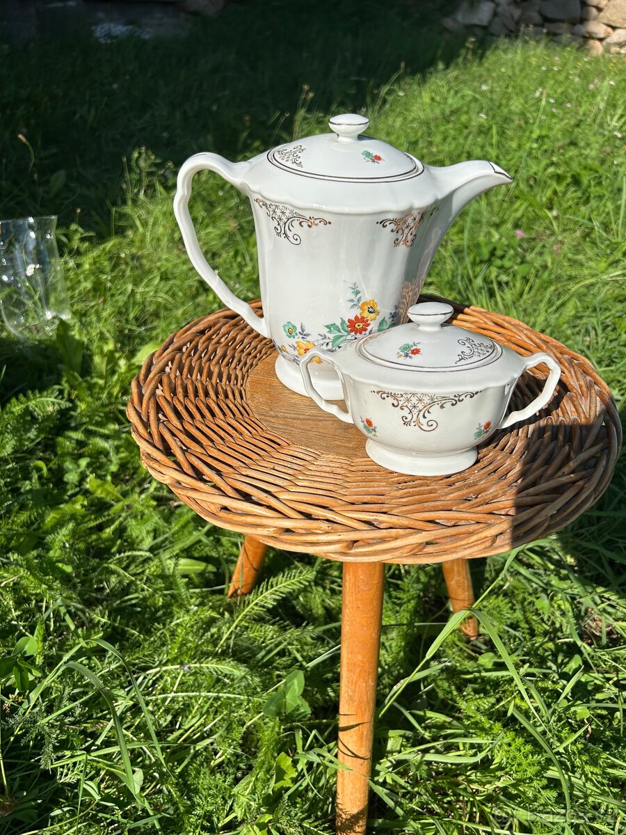 Retro porcelánový servis kávový česká výroba