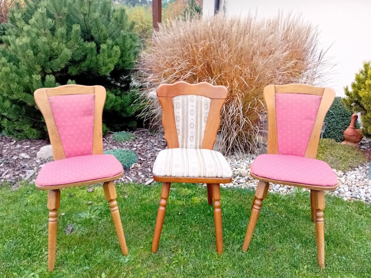 4x židle dřevěná, čalouněná