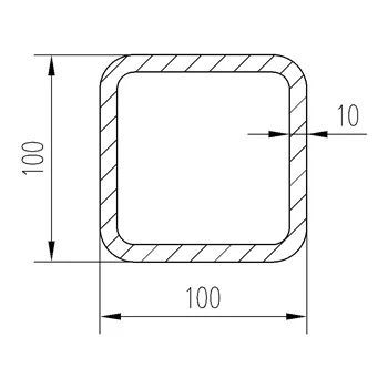 Čtvercový jekl 100 x 100x 10 mm