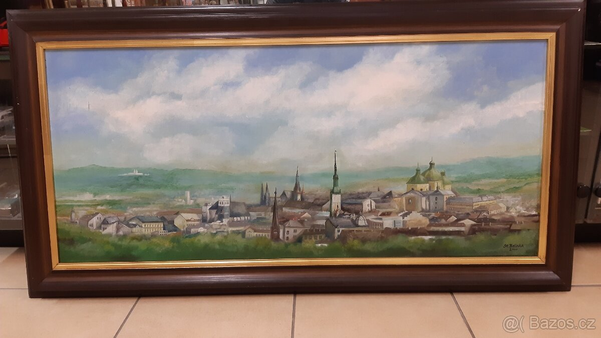 Obraz Stanislav Bdinka Olomouc panorama,originál olejomalba