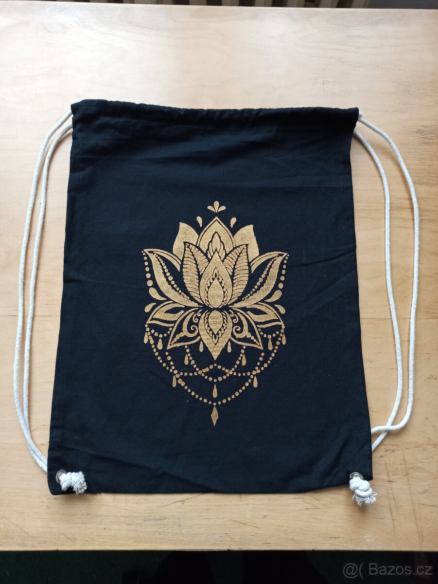 Nový ručně malovaný vak na záda Lotus