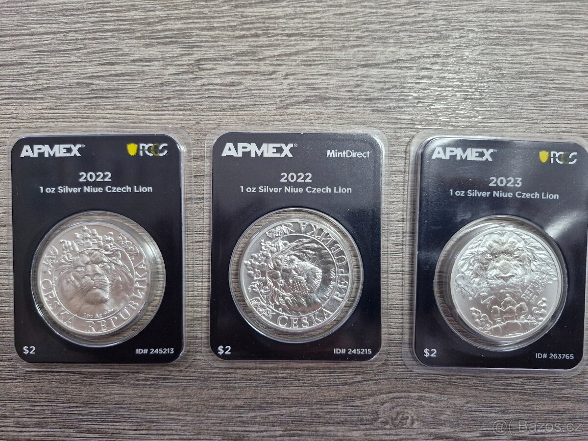 Stříbrné mince Český lev Ampex 2022 a 2023