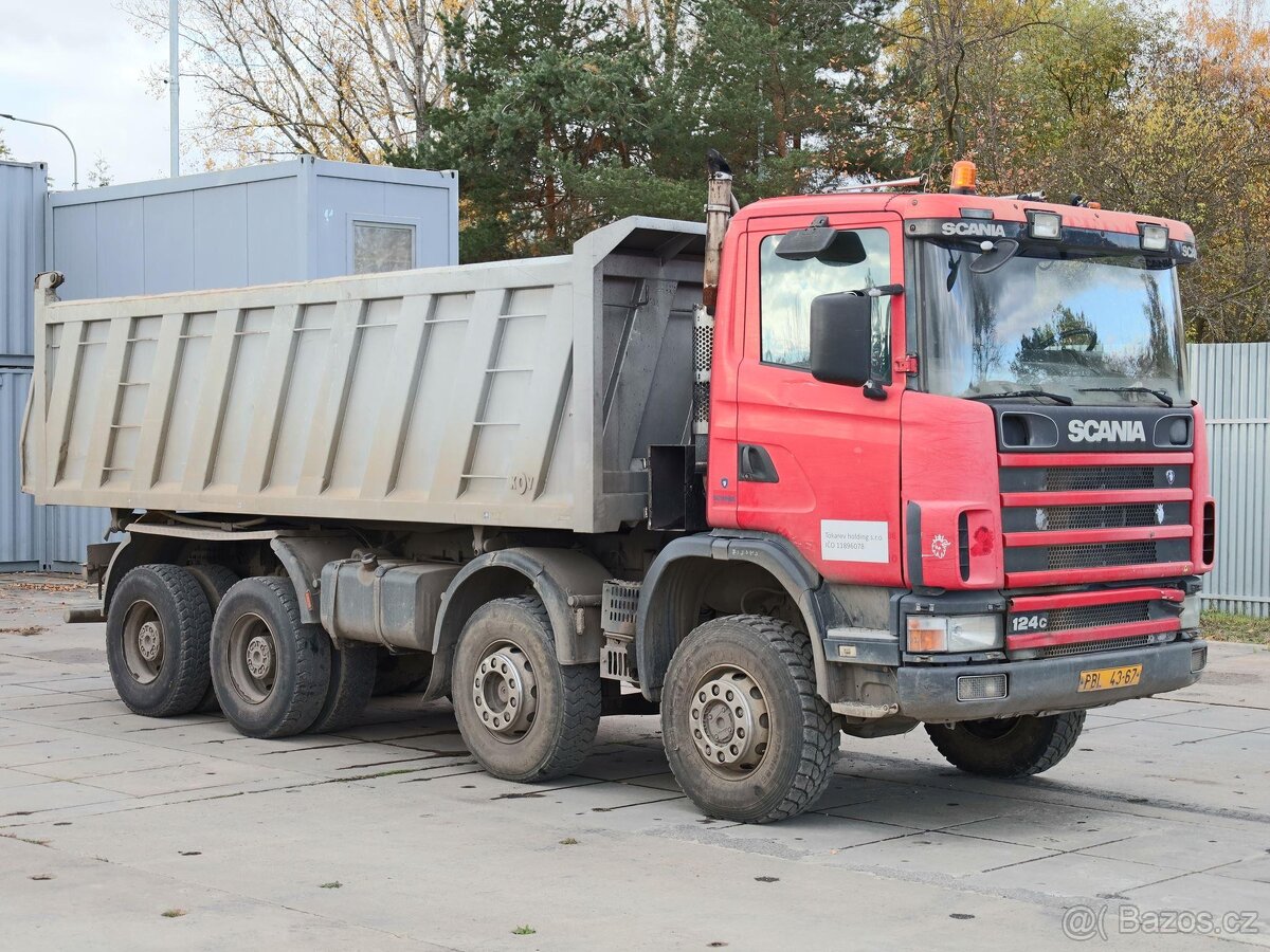 Scania R 124, 8x6, BORDMATIC, HARDOX, TŘÍSTRANNÉ SKLÁPĚNÍ, D