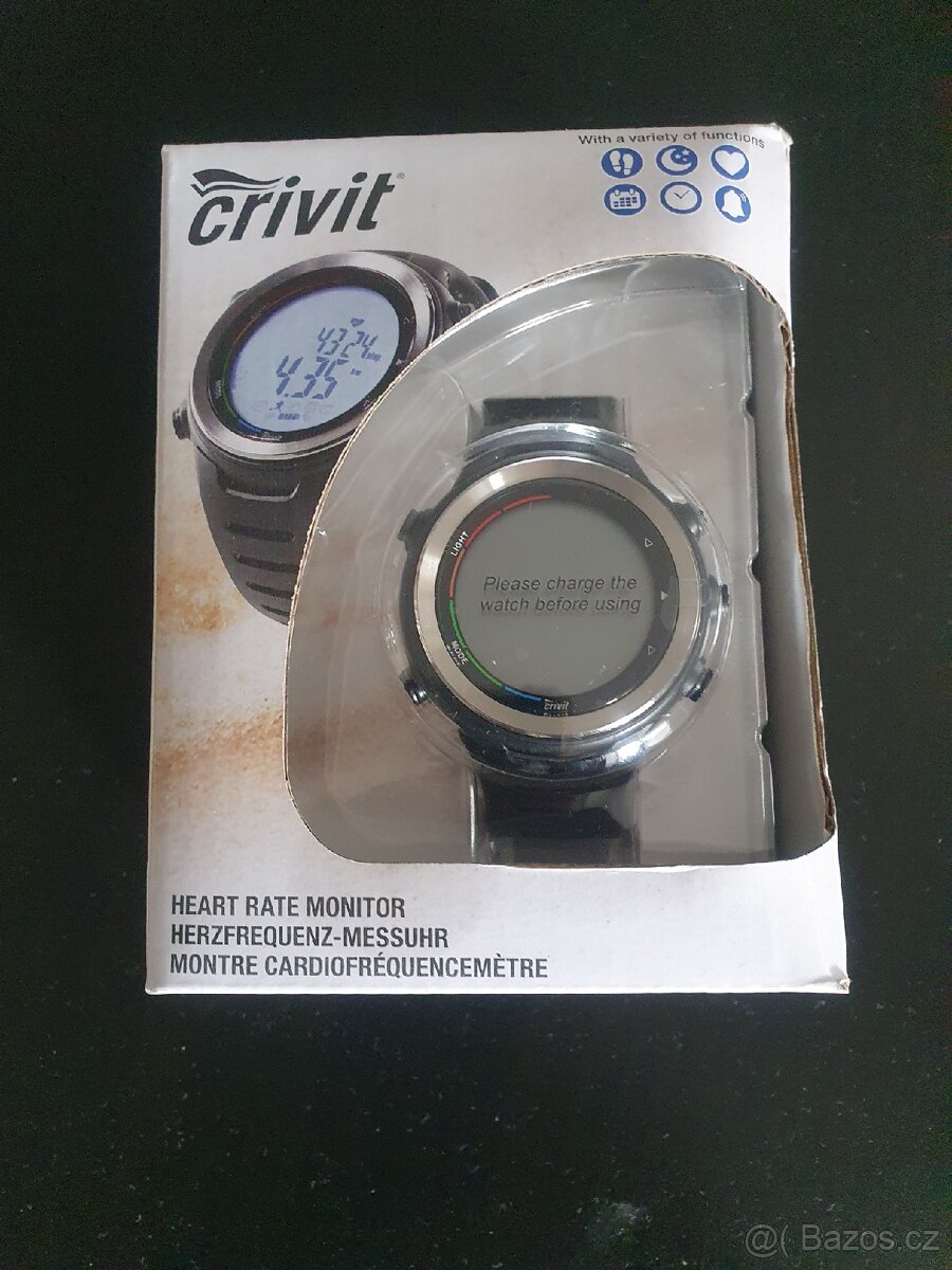 Měřič srdečního tepu a krokoměr Crivit