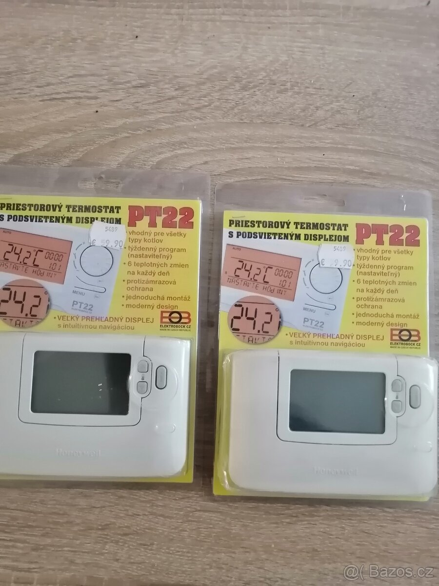 Priestorové termostaty PT 22, nepoužité, sú na baterky