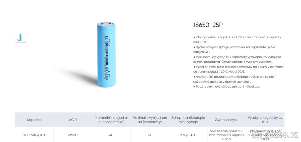 Li-ion DMEGC INR18650-25P 20A/30A ZMĚŘENO PROMO