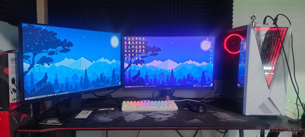 herní pc + 2 monitory