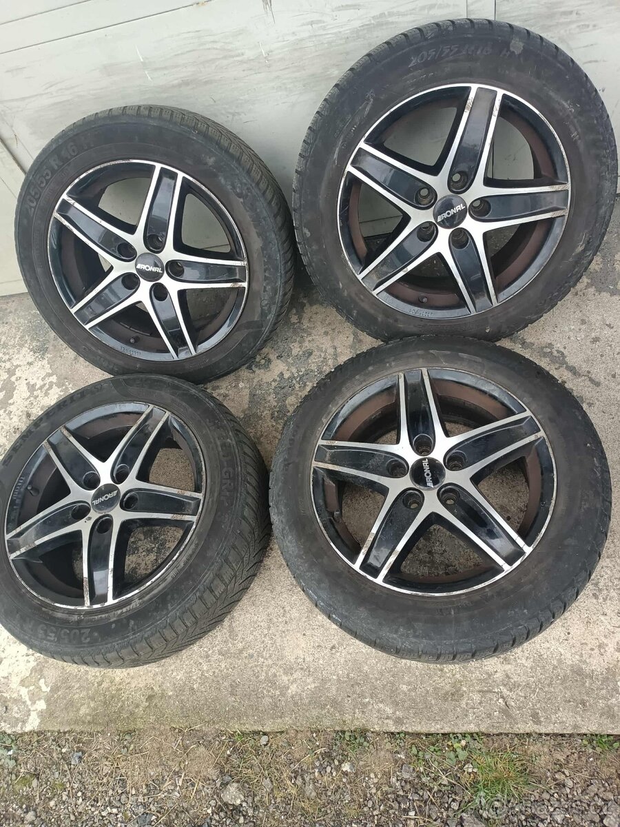 ❄️zimná 4ks alu disky orig. Ronal 5x112 r16 pneu 205/55 r16