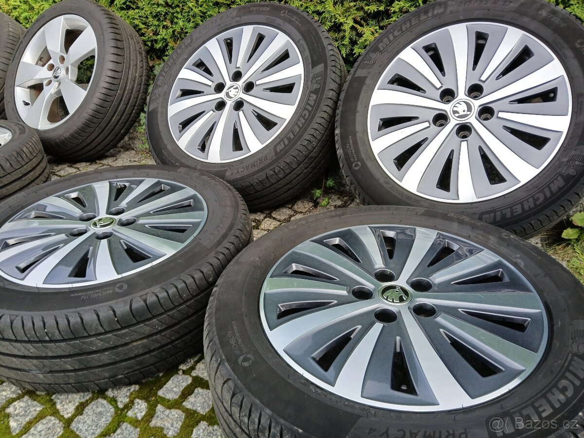 ALU kola,sada,Škoda DRAKON,MICHELIN,215/55 R17,5x112,TOP