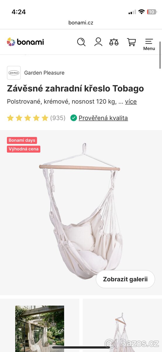 Závěsné křeslo