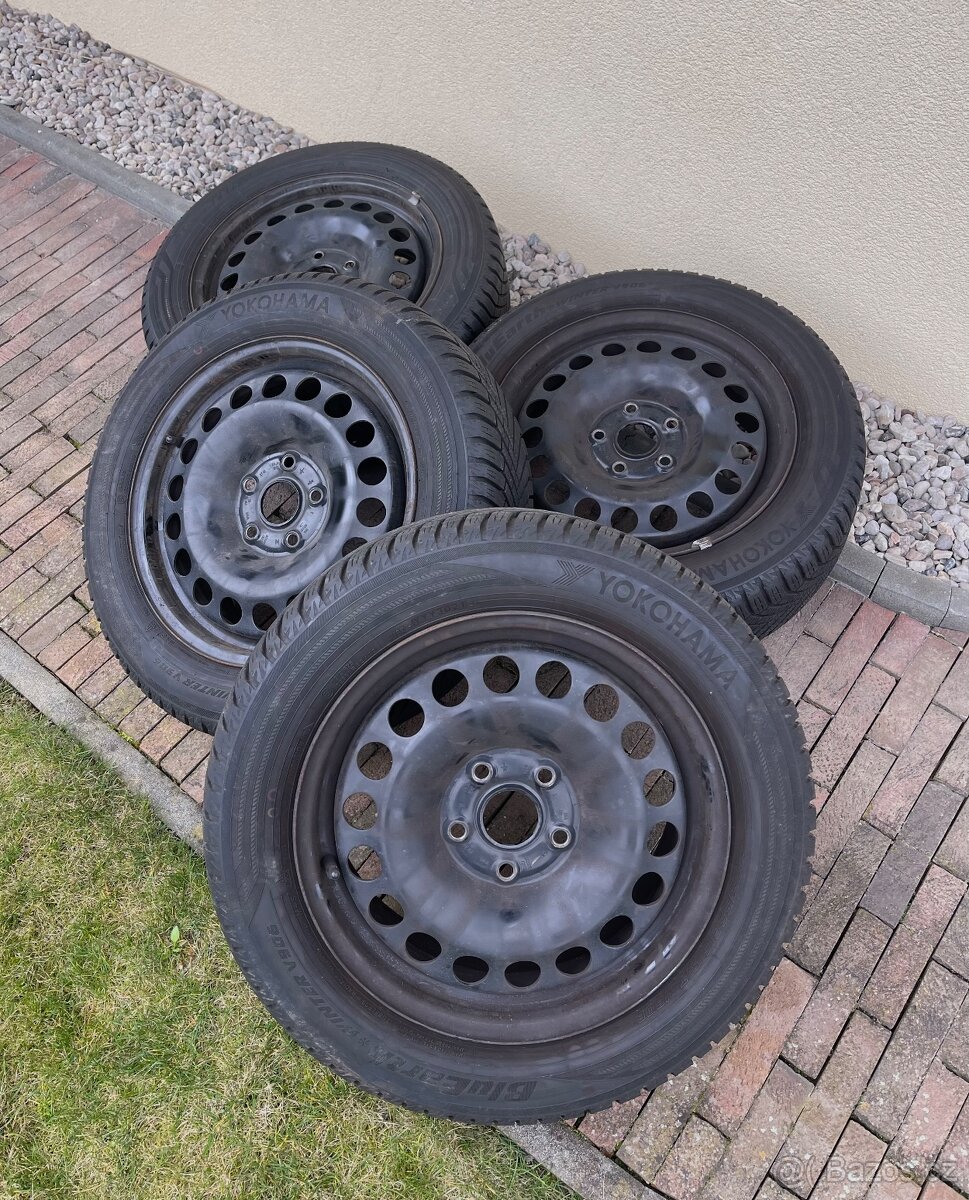 Plechové disky 5x112 16 se zimním pneu 205/55 R16