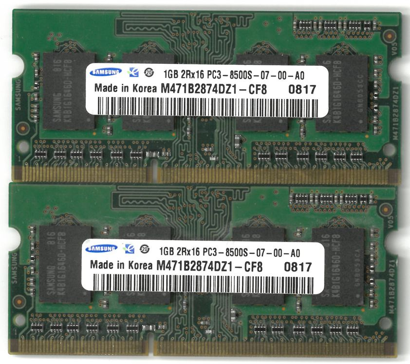 2x1GB DDR3 SODIMM