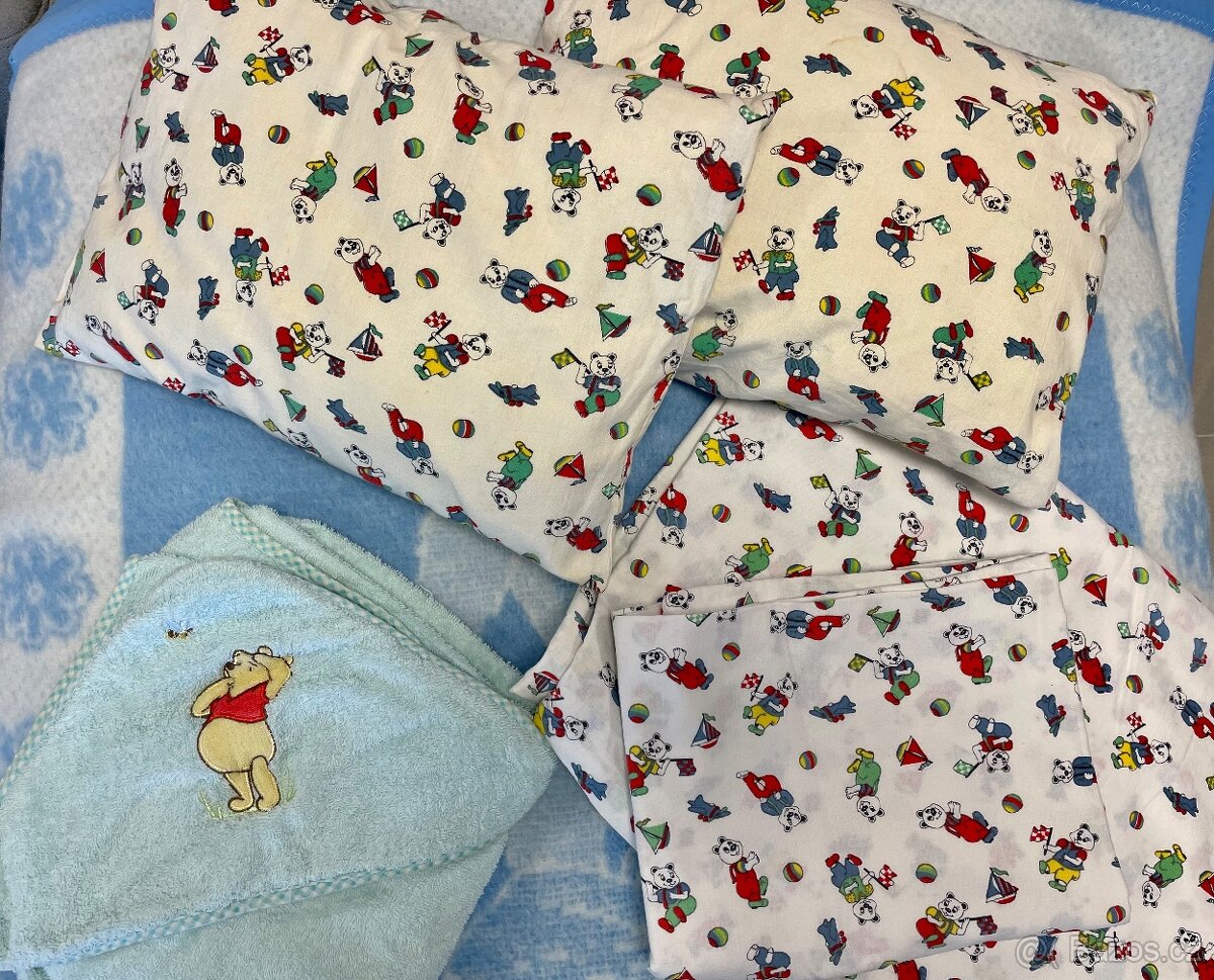 Dětská deka, povlečení, polštářky a osuška pro miminko+dárek