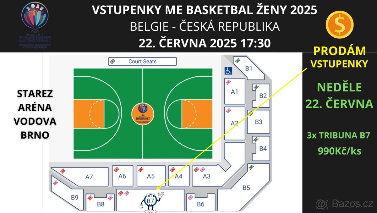 Vstupenky ME BASKETBAL ŽEN (Eurobasket) v Brně BEL vs. ČR