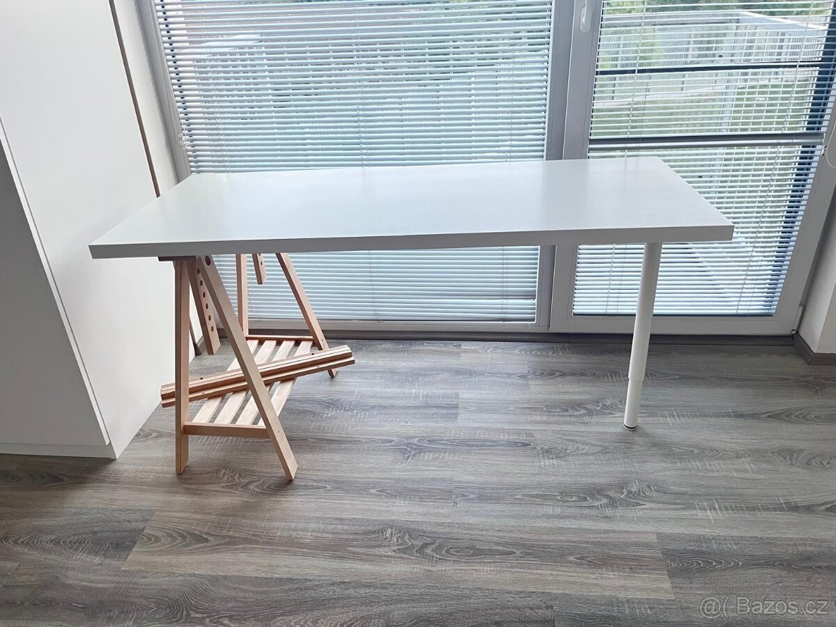 Pracovní stůl IKEA – deska, nohy (bílá, 120×60 cm)