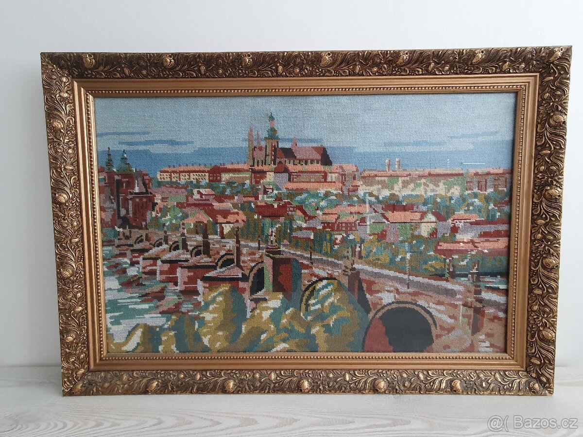 Ručně vyšívaný obraz Praha - Hradčany