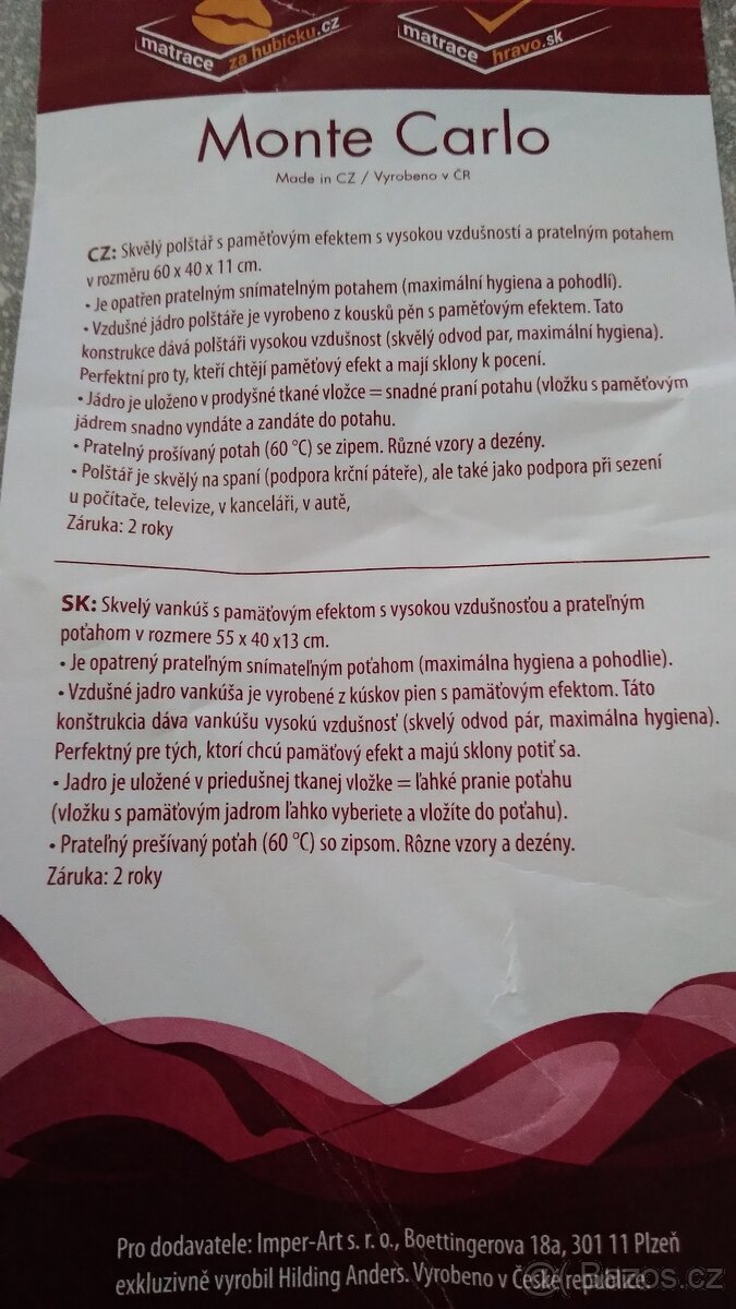 Skvělý polštář s paměťovým efektem s vysokou vzdušností