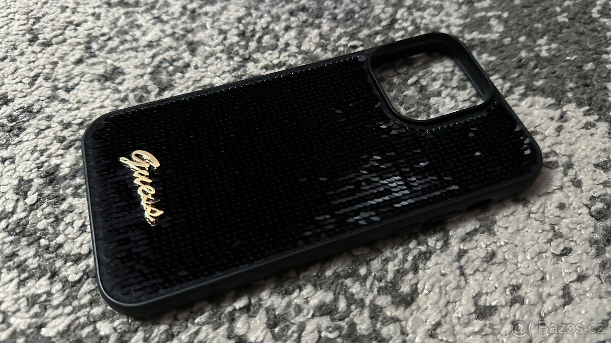 Kryt Guess na iPhone 14 PRO MAX - Černé flitry