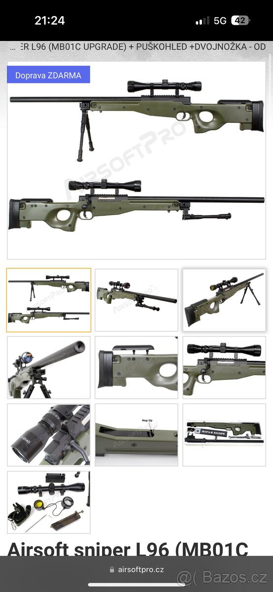 Airsoft sniper L96 (MB01C UPGRADE) + puškohled +dvojnožka