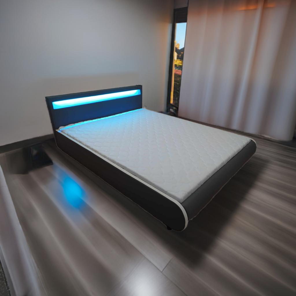 Dizajnová postel NOVÁ 180x200cm s led osvětlením a matracemi