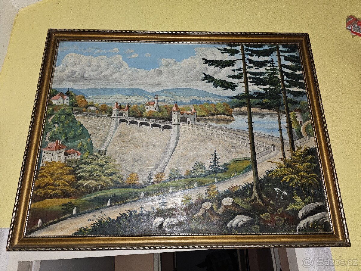 Starý obraz olej na plátně f. Šévl 1960