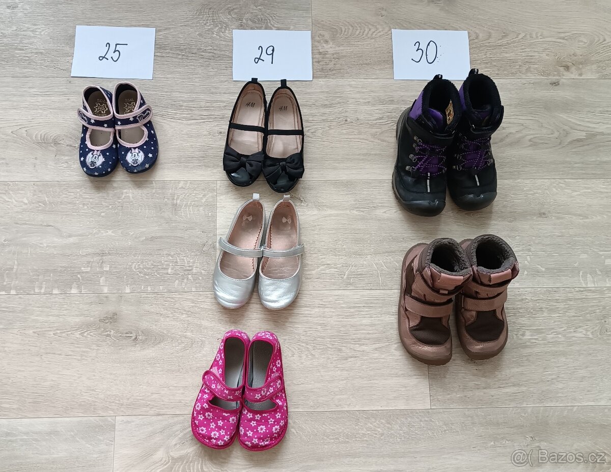 Dívčí boty balerínky a zimní vel. 25, 29, 30