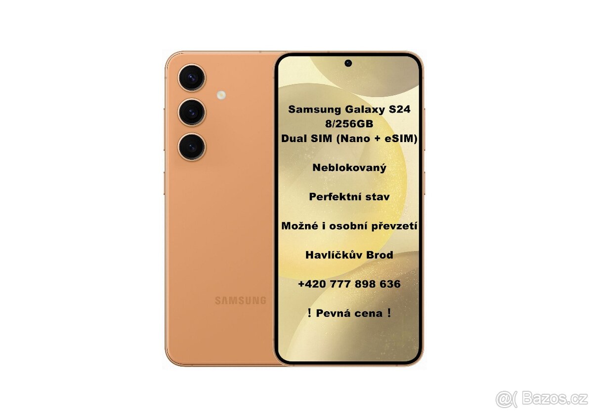 Samsung Galaxy S24 - 8/256GB - TOP stav / záruka - Oranžový