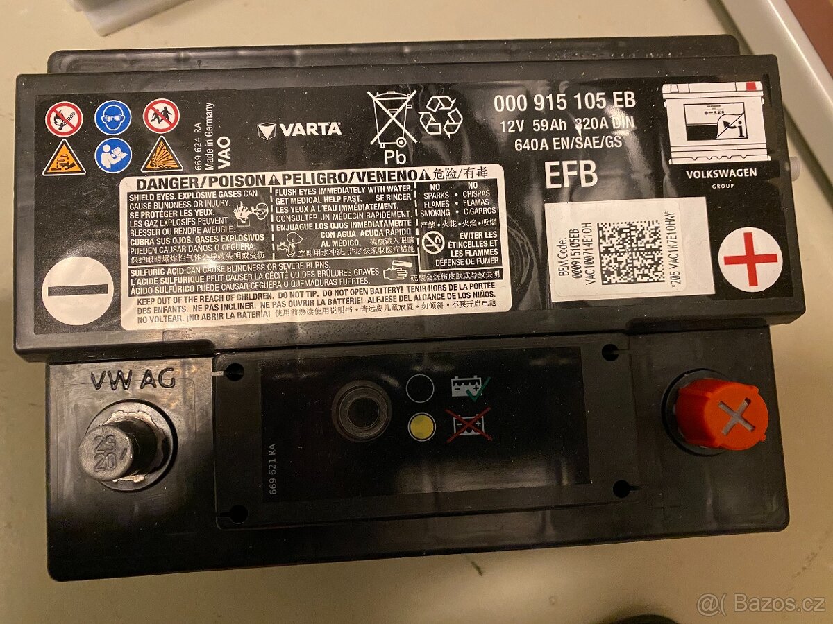 Auto baterie zánovní 12V, 59Ah