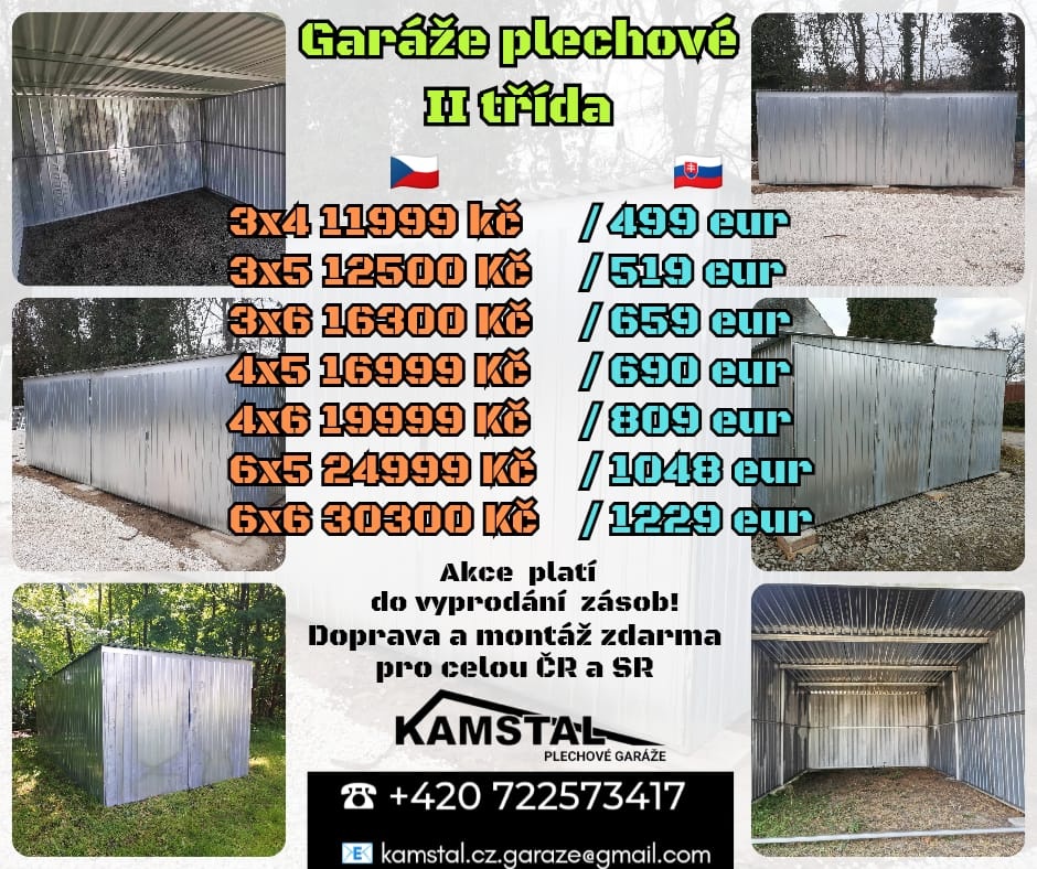 Garáž 3x4, 3x5, 6x5, 4x6, 6x6, a jíné, sklad, bunka, bouda