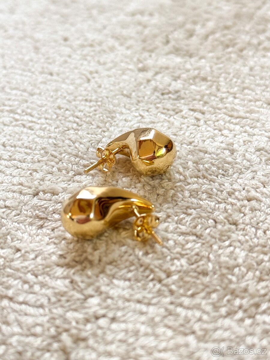 18k zlaté náušnice fazetované Teardrop