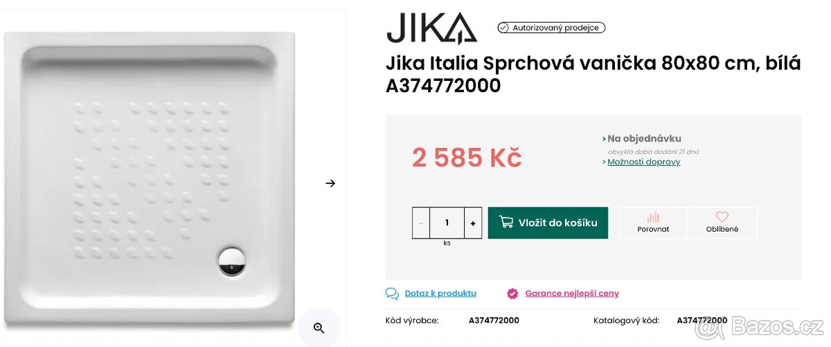 Sprchová vanička 80x80x10 / 800x800x100