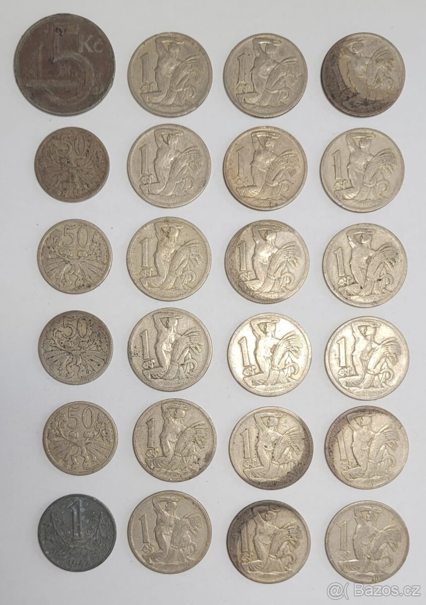 Historické mince Československo / 1 koruna, 50 hal