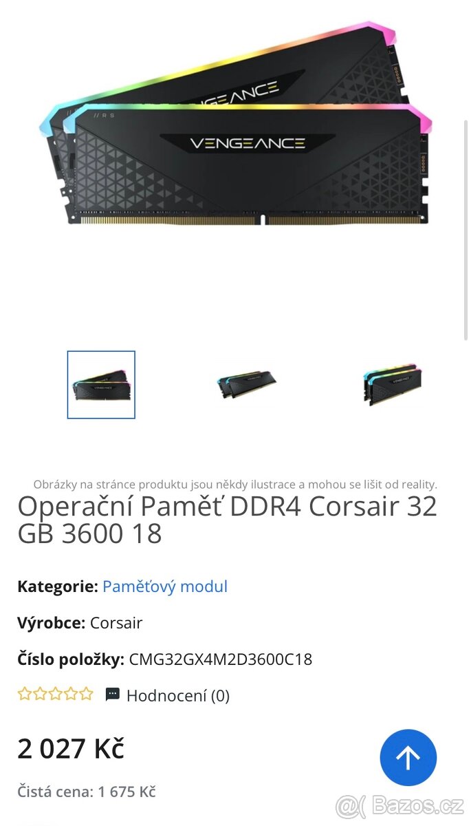 Operační Paměť DDR4 Corsair 32 GB 3600 18