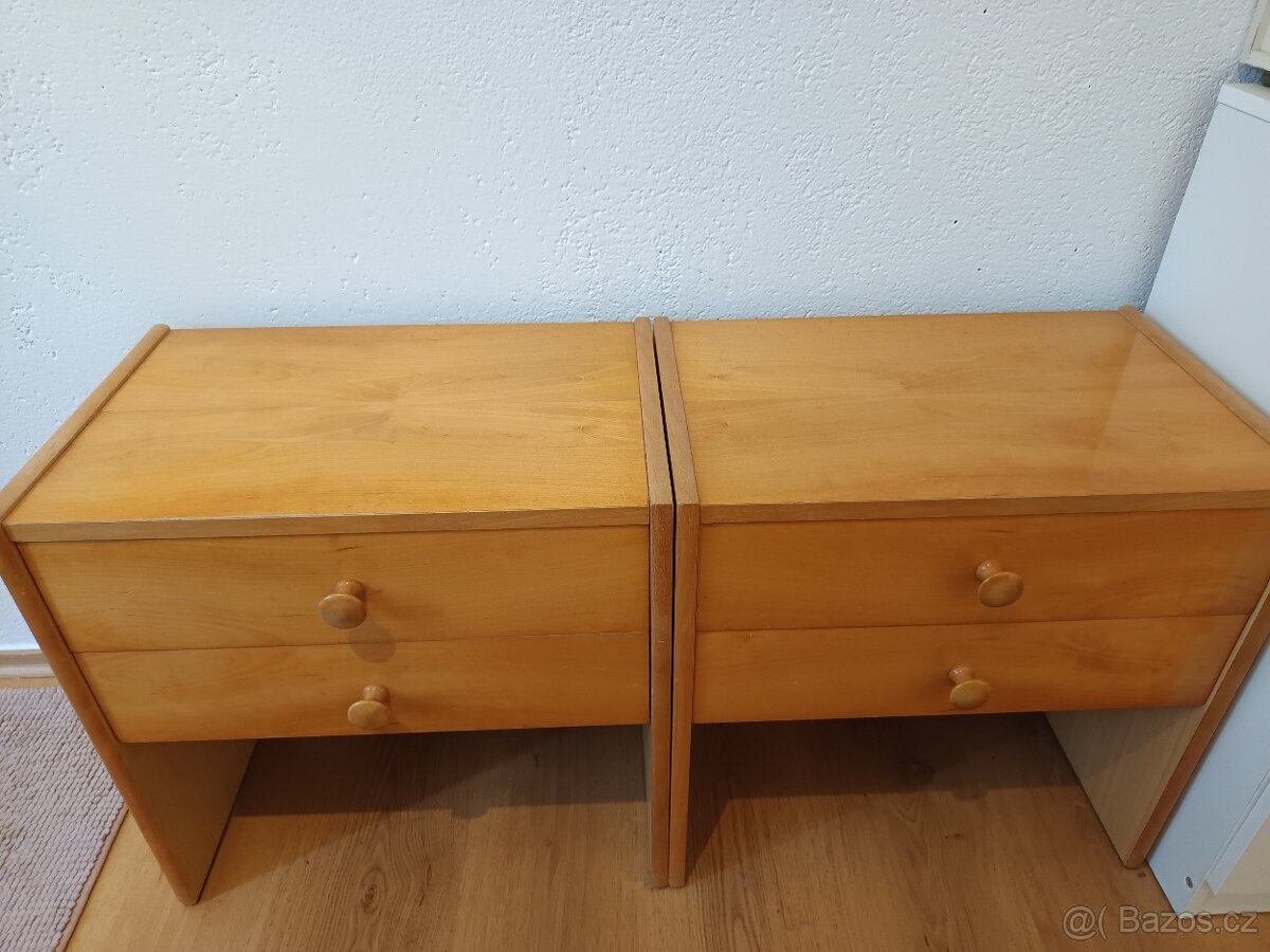 Retro noční stolky+lampičky 2ks.