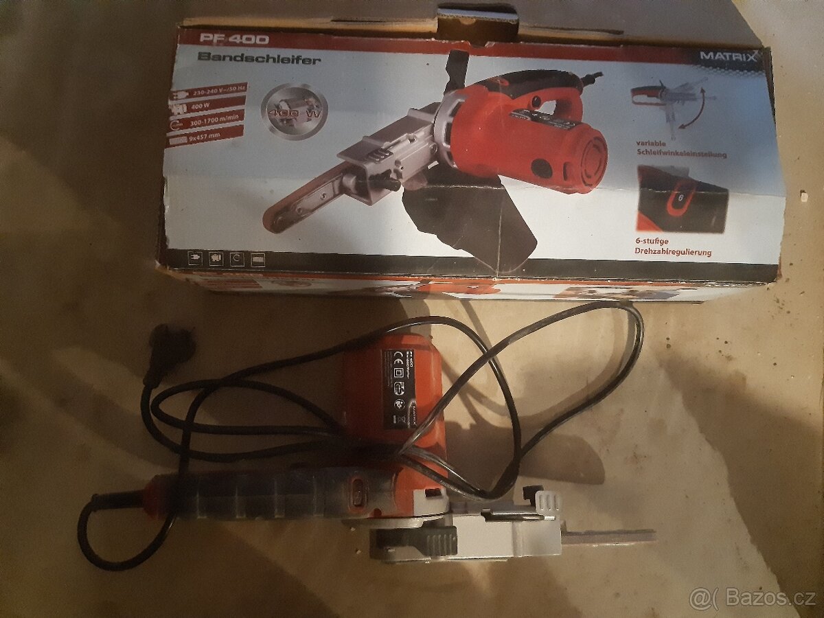 Pásová bruska Matrix PF 400 s výkonem 400 W