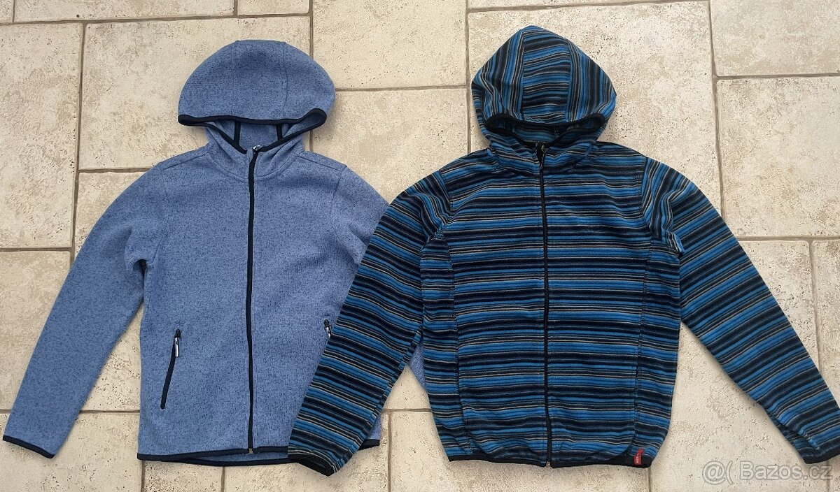 Dvě teplé flísové mikiny, vel. 158