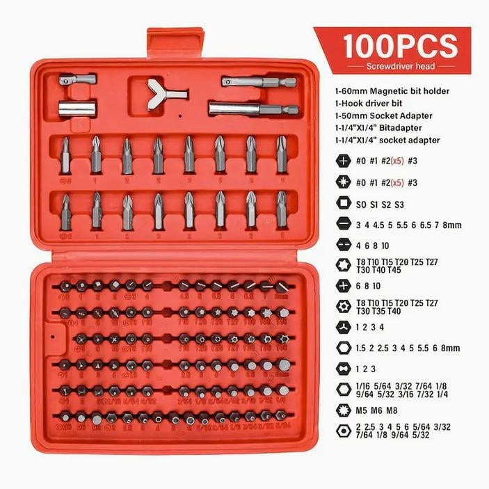 sada 100ks bitů v plastovém boxu