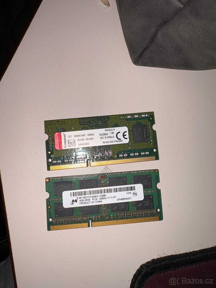 2× 4GB DDR3L RAM do notebooku (Kingston + Micron, 1600 MHz)