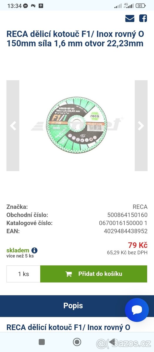 Řezné kotouče Reca 150/180 mm