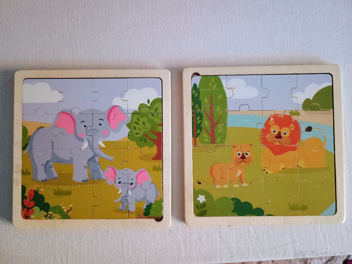 Použíté dřevěné puzzle 2ks